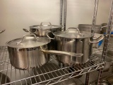Set of 3 Stainless Steel Aluminum Clad Vigor NSF Cookware - 6qt. 8qt Sauce Pans & 12qt Stock Pot