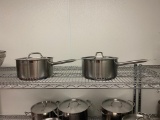 Set of 2 Stainless Steel Aluminum Clad Vigor NSF Cookware - 6qt. Sauce Pans
