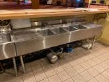4-Compartment Under-Counter Bar Sink, Stainless Steel, NSF, See Images for Size