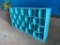 Aqua Painted Wooden Cube Style Storage Cabinet, Waved Water Design