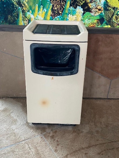 Two Indoor / Outdoor Trash Receptacle w/ Tray Storage Area On Top