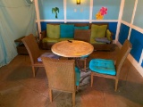 Composite Wicker Patio Furniture, Table, Chairs, Couch, TV w/ Wall-Mount Bracket, Cushions, Table,