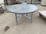 Patio Table, Aluminum Like Frame, Plexiglass Top, 48in Round (May Have Minor Imperfections on Top)