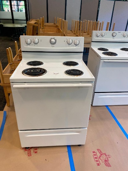 Whirlpool Electric Range / Oven, White, 30in Wide, 24in Deep, 36in to Burners, 47in Tall in Back