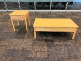 Solid Wood Coffee Table and End Table, University Loft Co. 48in x 24in x 17in H & 21in x 21in x 24in