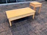 Solid Wood Coffee Table and End Table, University Loft Co. 48in x 24in x 17in H & 21in x 21in x 24in