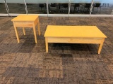 Solid Wood Coffee Table and End Table, University Loft Co. 48in x 24in x 17in H & 21in x 21in x 24in