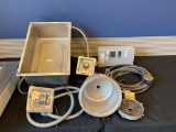 Wells Electric Food Warmer Inserts, Full Size Pan & Round Pan w/ Breaker Box & Controls & Cord/Plug