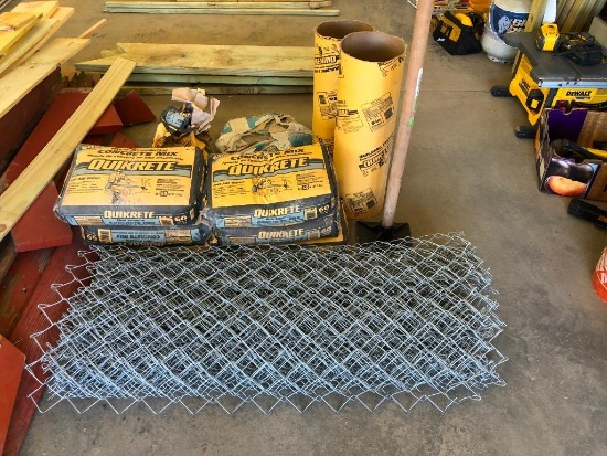 4 Bags of Quikrete Mix, 2 Concrete Forms and Chain Link Fencing