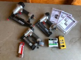 Lot of 3 Porter-Cable Air Nailers, Finish Nailers, Pin/Brad Nailer w/ Manuals, Nails