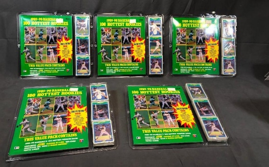 (5) SCORE 1989-90 Baseball 100 Hottest Rookies Value Packs - Factory Sealed