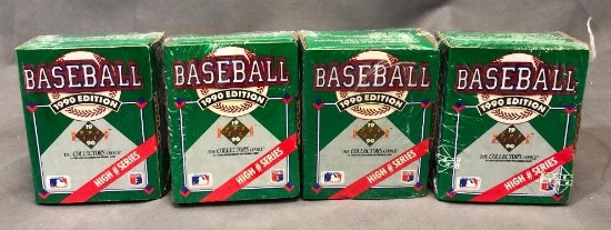 (4) 1990 Upper Deck The Collector's Choice 3D Team Logo Holograms & Baseball Cards - Factory Sealed