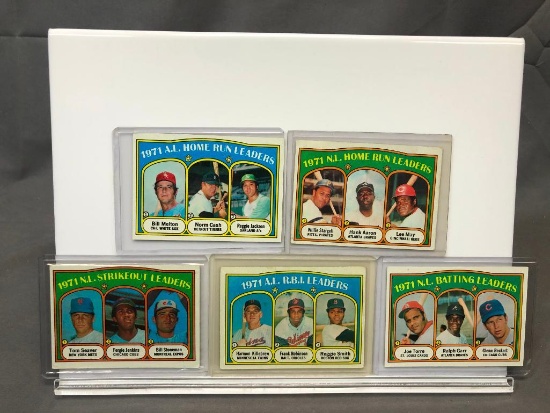 Lot of 5; 1971 Baseball Cards - NL Home Run Leaders, AL Home Run Leaders, AL RBI Leaders, NL Batting