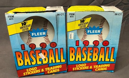 (2) 1990 Fleer Baseball Logo Stickers & Trading Cards 10th Anniversary Edition Item# 411