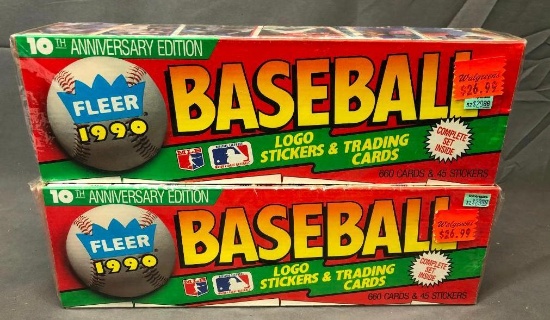 (2) 1990 Fleer Baseball Logo Stickers & Trading Cards 10th Anniversary Edition Item# 420 - Factory