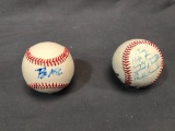 (2) Baseballs w/ Autograph by Brian McRae and Buddy Biancalana