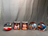 Lot of 5; Michael Jordan Numbered Collectible Plates & Basketball Statue