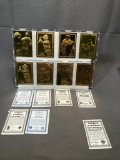 (8) ProMint 22 Karat Gold Foil Baseball Cards w/ COA (One Missing)