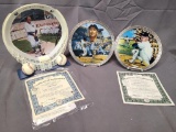 (3) Baseball Star Numbered Collectible Plates & Plaque w/ COA - Lou Gehrig & Mickey Mantle