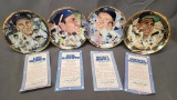 (4) Baseball Star Numbered Collectible Plates w/ COA