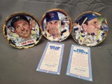 (3) Baseball Star Numbered Collectible Plates w/ COA