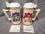 (2) Longton Crown Numbered Beer Steins - Mickey Mantle & Ted Williams w/ COA