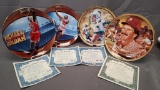 Lot of 4; Assorted Sports Collectible Plates w/ COA
