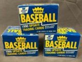 (3) 1990 Fleer Update Trading Cards w/ Logo Stickers 10th Anniversary Edition