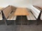 Custom Made Booth, Iron Frame, Wood Seat & Back, Solid Wood Top - 48in x 28in x 30in Table Top