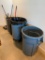 Janitorial Lot - 2 Brute Trash Cans, 1 Dolly, 4 Slim Jim Trash Cans, Broom, Dustpan