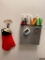 Knife Rack w/ Several Kitchen Knives, 2 Rubber Oven Mitts, 2 Kitchen Timers