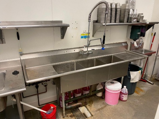 Advance Tabco 3-Compartment Stainless Steel Sink w/ Spray Wand Model: FE-3-1812-18RL