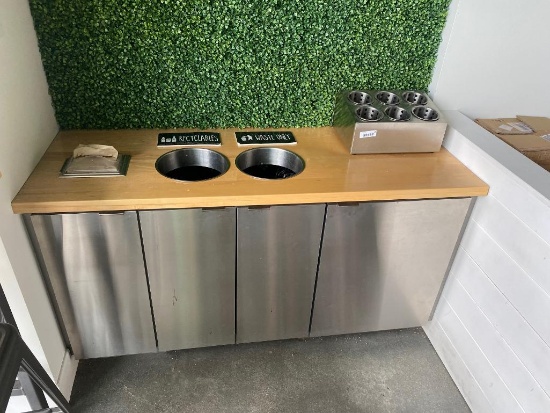 Cabinet w/ Stainless Steel Front, Wood Top, May Include Trash Cans, No Back to Cabinet