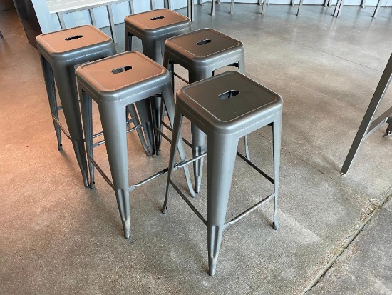 4 Metal Restaurant Bar Stools, Gun Metal Grey, Sold by the Chair Times 5