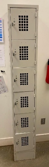 Winholt 6-Section Locker, 78in Tall, Metal, Each Locker Approx. 12in x 12in x 12in