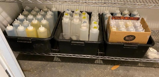 Large Selection of Squeeze Bottles, 3 Styles, Some New, Some Extra Tops