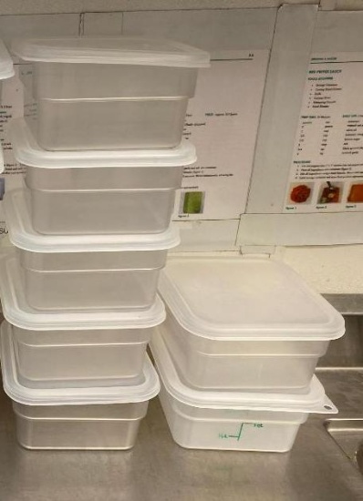 6 San Jamar 56oz Food Containers w/ Lids