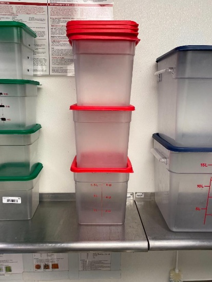 3 Cambro 8-Quart Food Containers w/ Lids, Plus 3 Extra Lids