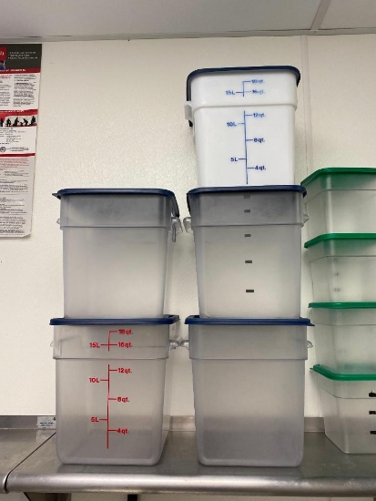 5 Cambro 18 Quart Food Container w/ Lids