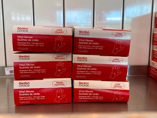 600 Powder Free Vinyl Gloves, 400 Large, 200 Medium, 6 Boxes