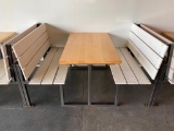 Custom Made Booth, Iron Frame, Wood Seat & Back, Solid Wood Top - 48in x 28in x 30in Table Top