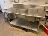 Stainless Steel Single Compartment Sink, Deep Sink, Left Return Table 60in x 30in x 36in