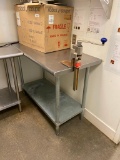 Advance Tabco Stainless Steel Prep Table w/ Lower Shelf & Edlund Can Opener 48in x 24in x 35in H