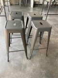4 Metal Restaurant Bar Stools, Gun Metal Grey, Sold by the Chair Times 4