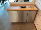 Custom Cabinet, 2-Door, Stainless Steel Front, Solid Wood Top w/ Trash Can 25in D, 48in L, 34in H