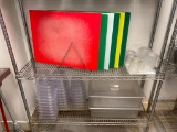 6 Full Size Cutting Boards w/ Rack, 5 Measuring Cups, 2 Full Size Food Pans w/ Lids, 30 1/6 Size