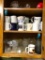 3 Cabinets of Coffee Cups Water Bottles and More