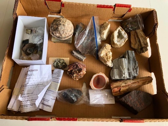 Box of Rocks and Minerals w/ Agates