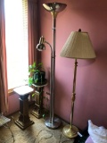 (2) Plant Stands, Live Plant & (2) Floor Lamps