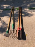 Post Hole Digger, Pitch Fork, Scraper